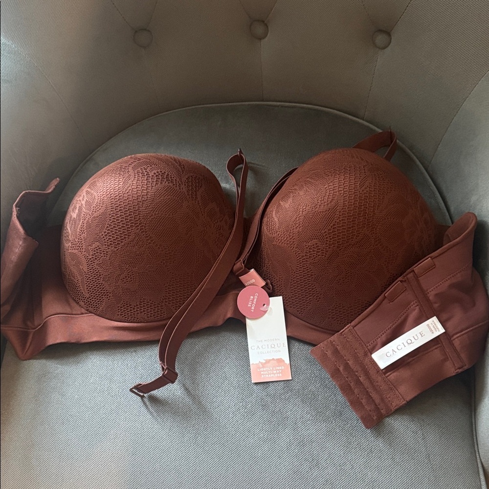 Cacique Lace lightly line multiway strapless in Rust Brown